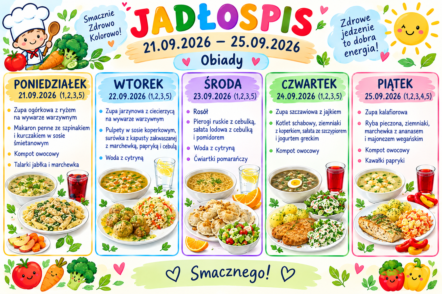 jadłospis szkoła 21.09 25.09